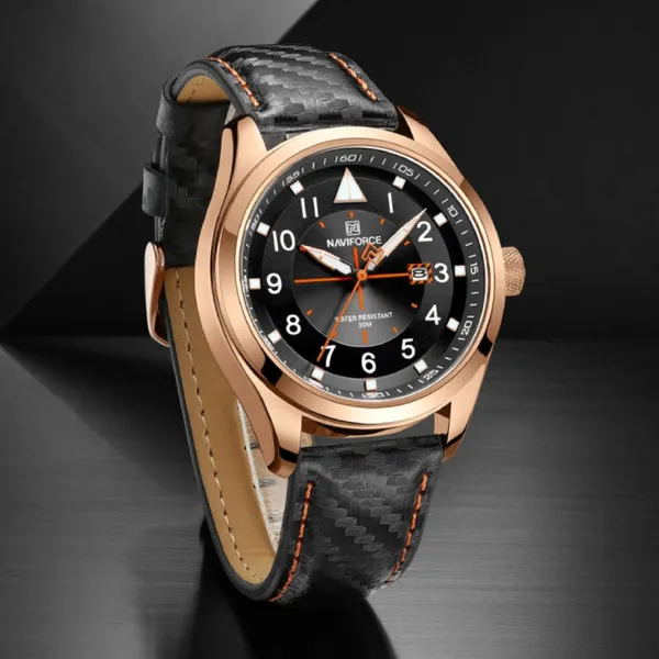 NaviForce NF8022 Fashion Sports Men's Watch – Dial Color: Rose, Strap Color: Black – View 3