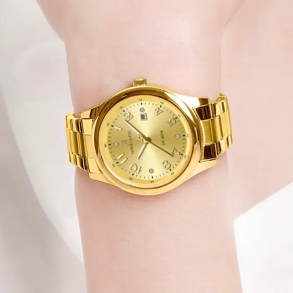 NAVIFORCE NF5059 Japanese Quartz Movement Women’s Elegant Watch – Dial Color: Gold, Strap Color: Gold  – View 3