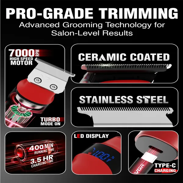 VGR V987 Rosso Professional Beard And Moustache Trimmer For Men – View 5