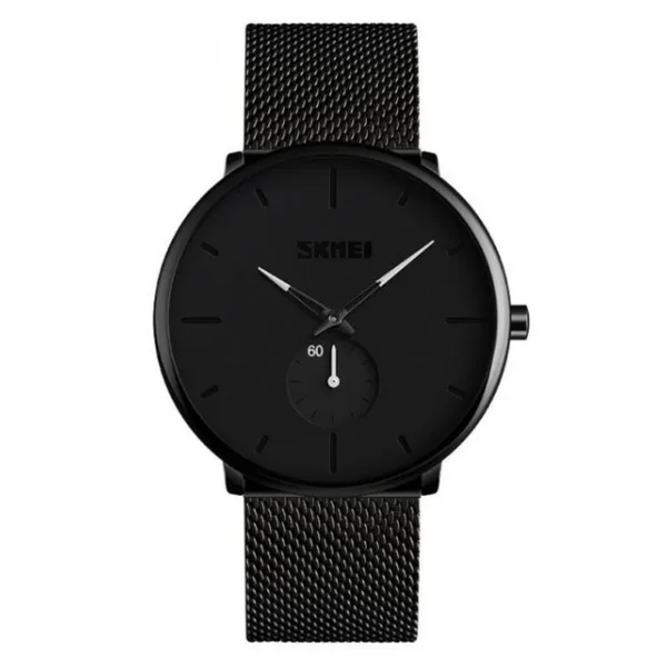 SKMEI 9185 Quartz 30M Waterproof  Men's Watch – Dial Color: White, Strap Color: Black – View 1
