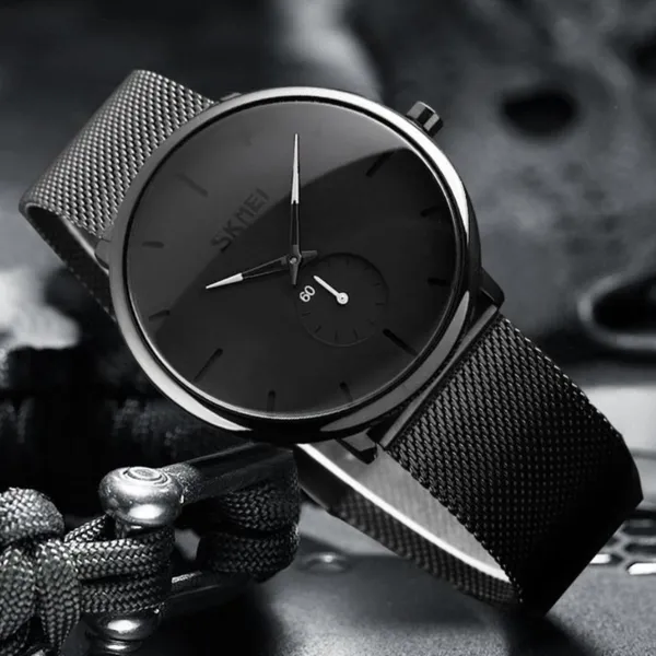 SKMEI 9185 Quartz 30M Waterproof  Men's Watch – Dial Color: White, Strap Color: Black – View 3