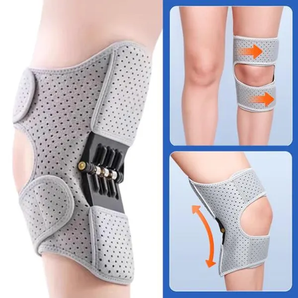 Spring Knee Support Brace with Patella Stabilizer | 2026 Knee Assistive Pads – Color: Grey, Size: Free Size – View 2