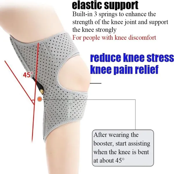 Spring Knee Support Brace with Patella Stabilizer | 2026 Knee Assistive Pads – Color: Grey, Size: Free Size – View 7