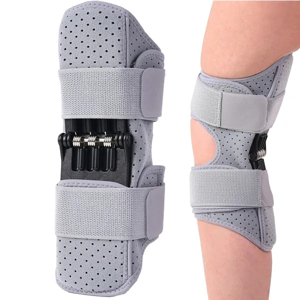 Spring Knee Support Brace with Patella Stabilizer | 2026 Knee Assistive Pads – Color: Grey, Size: Free Size – View 4