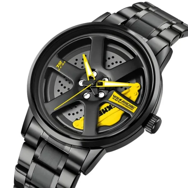 SKMEI 1787 Wheels Rolling Creative Men's Watch – Dial Color: Yellow, Strap Color: Black – View 2