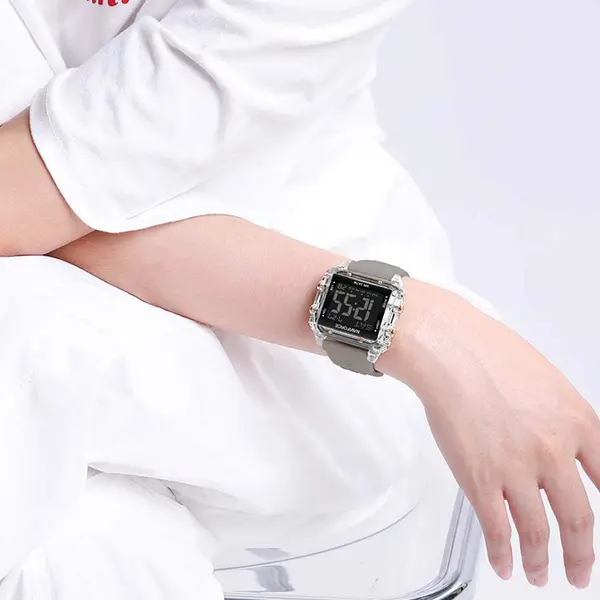 Naviforce NF7101 Silicone Strap Transparent Digital Fashion Female Wristwatch – Dial Color: Black, Strap Color: Grey – View 5