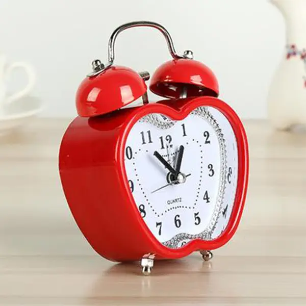 Love Retro Twin Bell Alarm Table Clock Multi Color – Color: Red – View 2