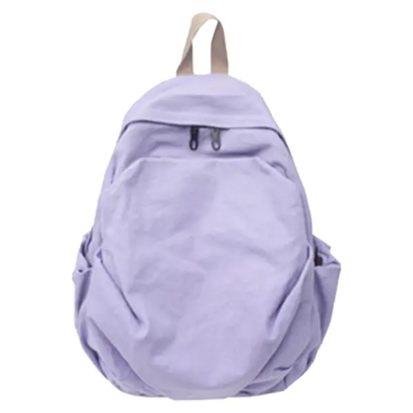 Vintage Style Simple Large Capacity Multicolor Backpack – Color: Purple – View 1