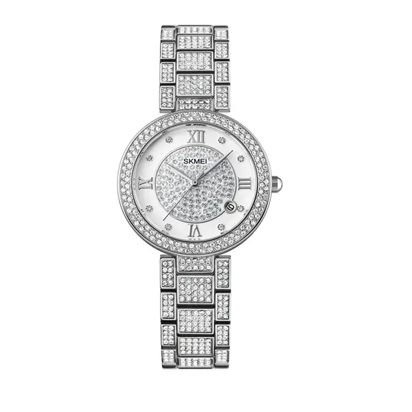 SKMEI 1739 Stainless Steel Analog Watch For Women – Dial Color: Silver, Strap Color: Silver – View 1