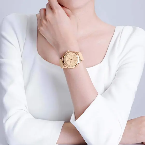 Naviforce NF5051 Comfortable Silicone Quartz Casual Fashion Women's Watch – Dial Color: Beige, Strap Color: Beige – View 3