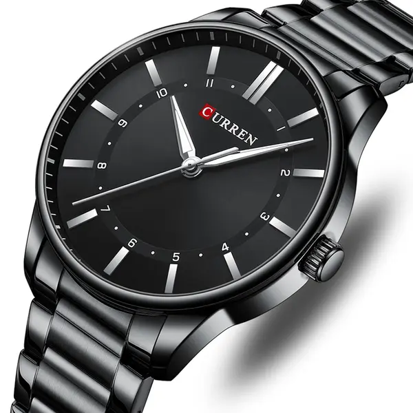 Curren 8430 High Quality Stainless Steel Analog Men's Watch – Dial Color: Black, Strap Color: Black – View 2