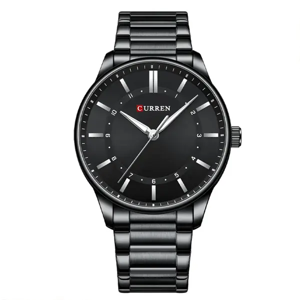 Curren 8430 High Quality Stainless Steel Analog Men's Watch – Dial Color: Black, Strap Color: Black – View 1