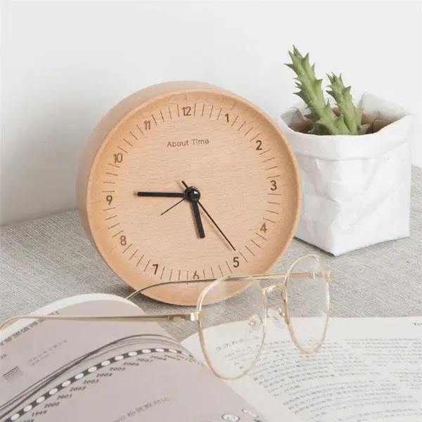 Xiaomi Mute Logs Time Wooden Desktop Table Alarm Clock – View 3