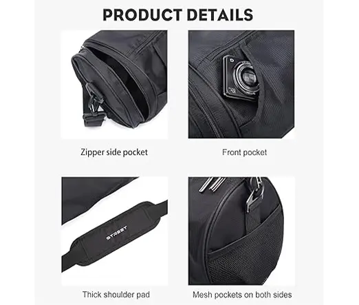 Small Sports Gym Bag Workout Lightweight Duffel Bags for Men and Women – Color: Black – View 3