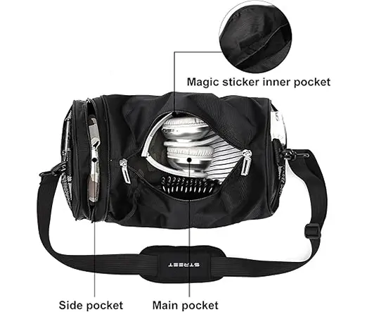 Small Sports Gym Bag Workout Lightweight Duffel Bags for Men and Women – Color: Black – View 2