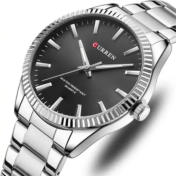 Curren 8425 Luxury Stainless Steel Waterproof Men's Watch – Dial Color: Black, Strap Color: Silver – View 3