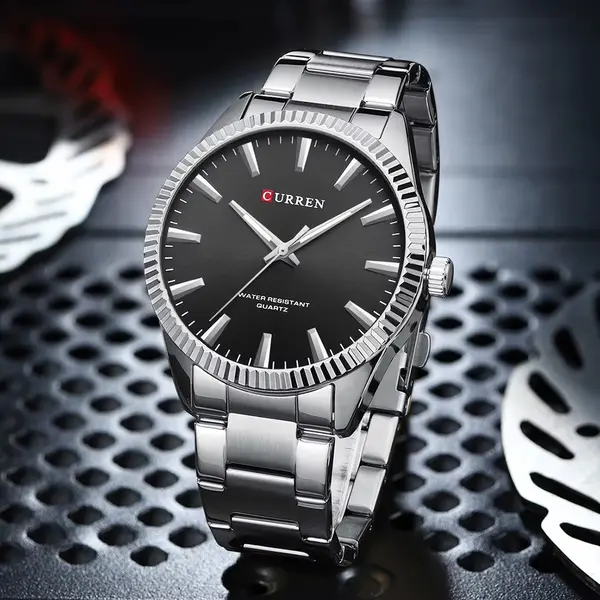 Curren 8425 Luxury Stainless Steel Waterproof Men's Watch – Dial Color: Black, Strap Color: Silver – View 4