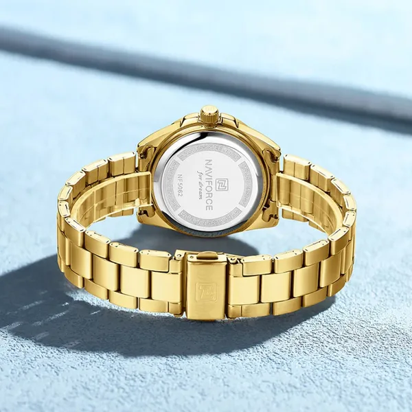 NAVIFORCE NF5062 Polygon Waterproof & Stainless Steel Strap Men's Watch – Dial Color: Gold, Strap Color: Gold  – View 2