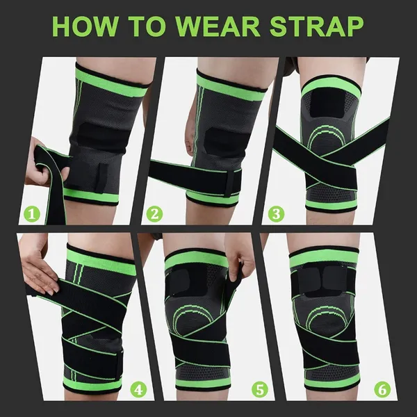 Adjustable Knee Support Compression Strap Sleeve | হাঁটুর ব্যথার জন্য নি সাপোর্ট বেল্ট – Color: Black, Size: Free Size – View 3