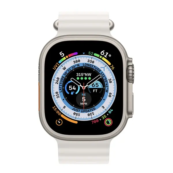 Apple Watch Ultra Titanium Case Ocean Band GPS + Cellular Smartwatch – Color: White – View 2