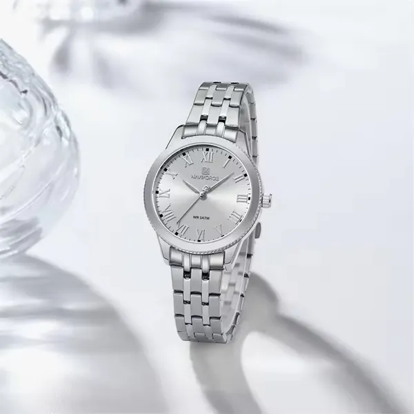 NAVIFORCE NF5032 Stainless Steel Analog Watch For Women – Dial Color: Silver, Strap Color: Silver – View 2