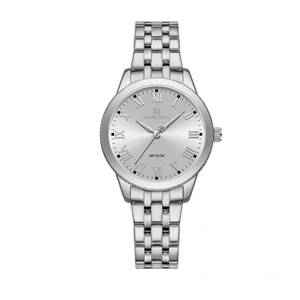 NAVIFORCE NF5032 Stainless Steel Analog Watch For Women – Dial Color: Silver, Strap Color: Silver – View 1