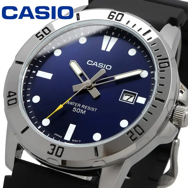 CASIO MTP-VD01-5EVUDF Enticer Stainless Steel Case Luminescent Men's Sports Analog Watch – Dial Color: Blue, Strap Color: Black – View 6