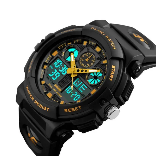 SKMEI 1270 Waterproof Digital Analog Multifunction Sports Men’s Watch – Dial Color: Yellow, Strap Color: Black – View 2