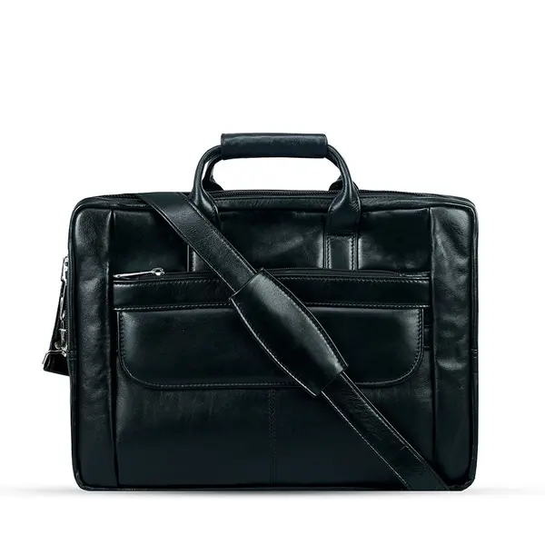 Original Genuine Cow Leather Hi Quality Corporate Office Bag – Color: Black – View 2