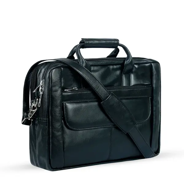 Original Genuine Cow Leather Hi Quality Corporate Office Bag – Color: Black – View 1