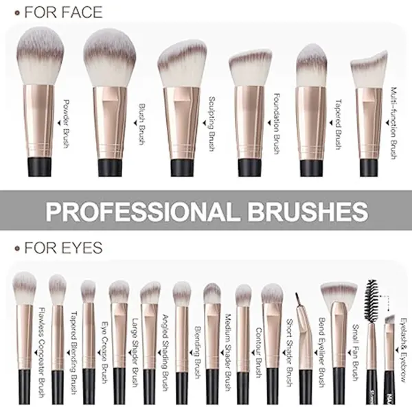 MAANGE 30157 18 Pcs Makeup Brushes Set Black Color – View 3