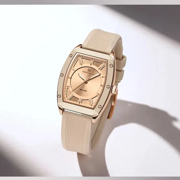 NAVIFORCE NF5049 Movement Fashion Barrel-Shaped Women’s Watch – Dial Color: White, Strap Color: White – View 3