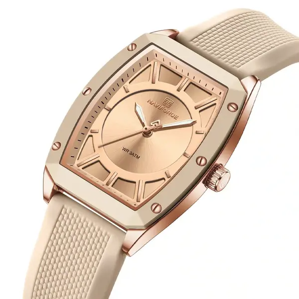 NAVIFORCE NF5049 Movement Fashion Barrel-Shaped Women’s Watch – Dial Color: White, Strap Color: White – View 2