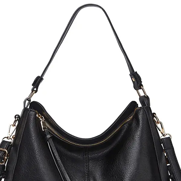 European Retro Shoulder Crossbody Shoulder Bag – Color: Black – View 2