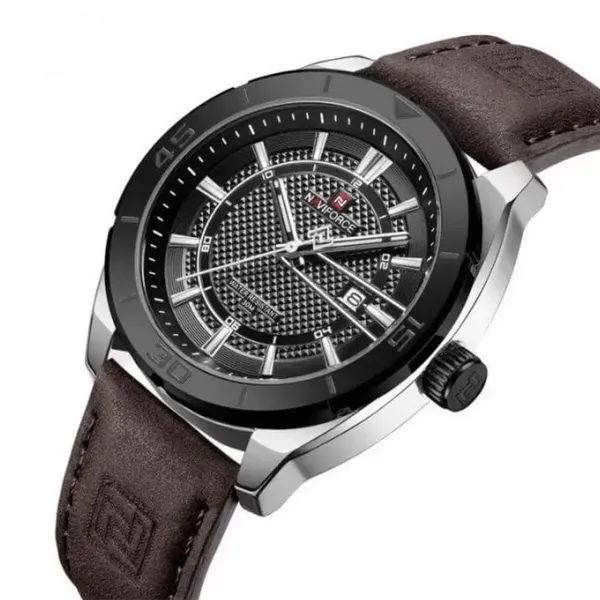 NAVIFORCE NF9209 Military Sports Luminous Men’s Watch – Dial Color: Black, Strap Color: Brown – View 2