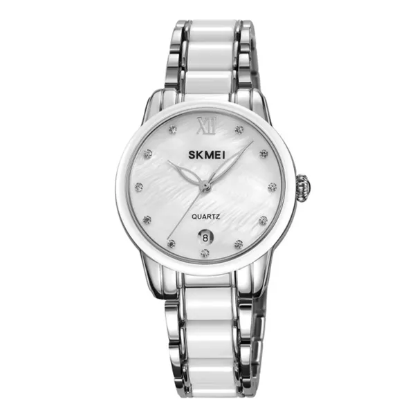 Skmei 2175 Elegant Rhinestone Dial Stainless Steel Women's Watch – Dial Color: Silver, Strap Color: Silver – View 1