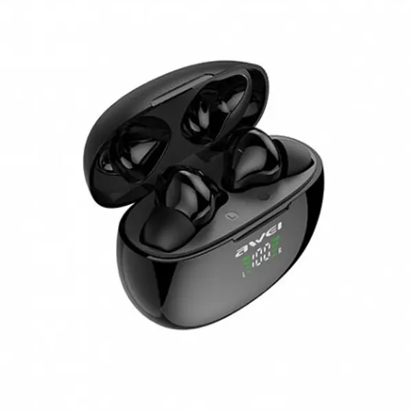 Awei T15P True TWS Bluetooth Smart Touch Sports Dual Earbuds With Charging Case Black – View 3