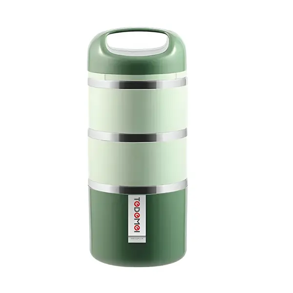 Tedemei Stainless Steel 3-Layer Food Container Lunch Box – Color: Green – View 1