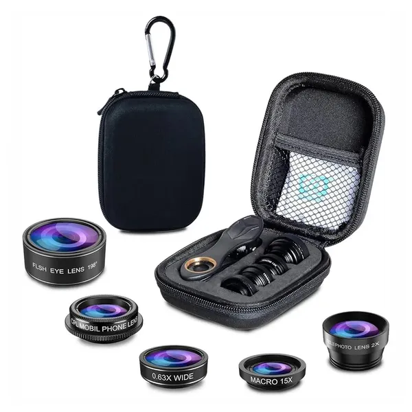 Apexel 5 in 1 HD Macro Lens+2X Telephoto Lens+CPL Mobile Phone Lens KIT  – View 2