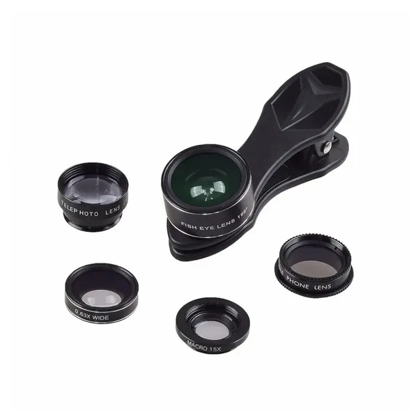Apexel 5 in 1 HD Macro Lens+2X Telephoto Lens+CPL Mobile Phone Lens KIT  – View 1