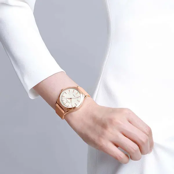 Naviforce NF5051 Comfortable Silicone Quartz Casual Fashion Women's Watch – Dial Color: White, Strap Color: Rose Gold – View 5
