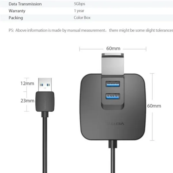 VENTION CHBBB 4 Ports USB 3.0 HUB – View 2