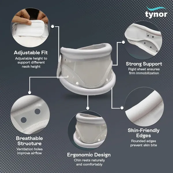 Tynor B-03 Hard Adjustable Cervical Collar – Rigid Neck Support – Size: S – View 3