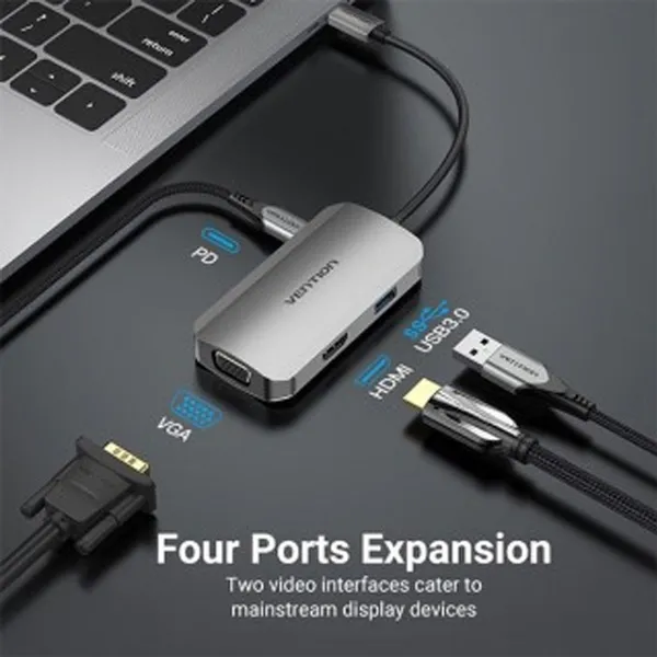 Vention TOAHB Multi-function USB-C 4-in-1 Docking Station – View 2