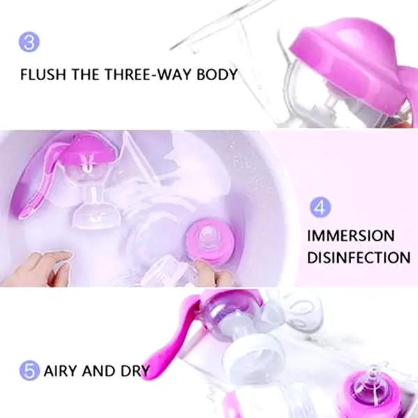 Adjustable Suction Silicone Hand Breast Pump Small & Portable – Color: Pink – View 4