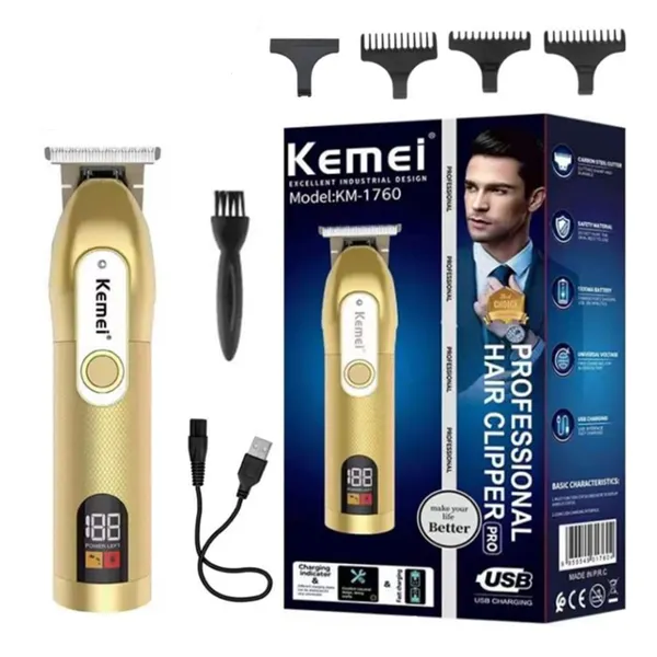 Kemei KM-1760 Cordless Hair & Beard Trimmer – Color: Gold – View 1