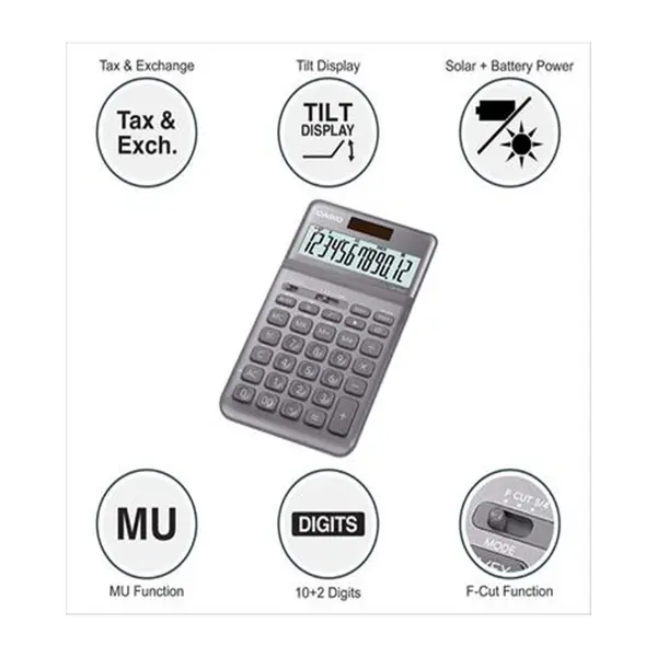 Casio JW-200SC-GY 12 digits Compact Desk Type Desktop Calculator – View 3