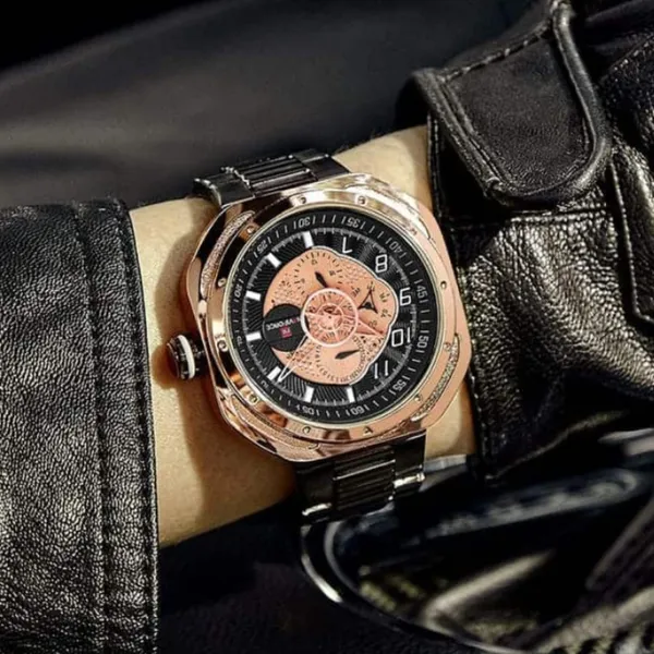 Naviforce NF9141 Luxury Stainless Steel Chronograph Men's Watch  – Dial Color: Rose, Strap Color: Black – View 4