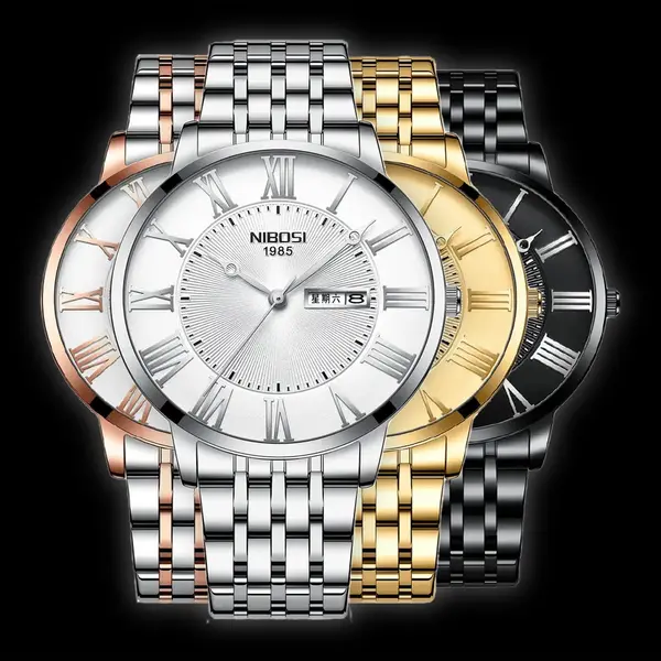  Nibosi 2527 Classic Stainless Steel Analog Fashion Men's Watch – Dial Color: Silver, Strap Color: Silver – View 3