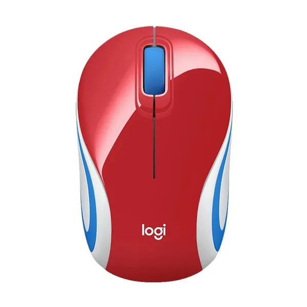 Logitech M187 Wireless MAC Support Extra-Small Mouse – Color: Red – View 1